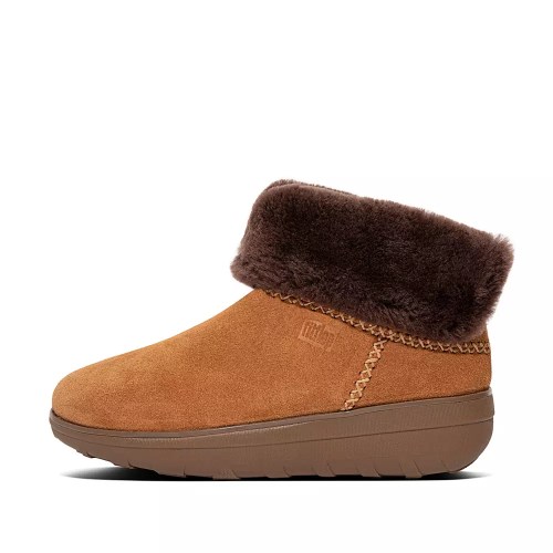 Fitflop MUKLUK SHORTY Shearling-Lined Suede Women's Ankle Boots Light Brown | ZA-T-1675