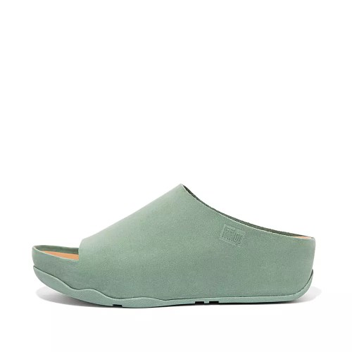 Fitflop SHUV Nubuck Women's Slides Green | ZA-L-3418