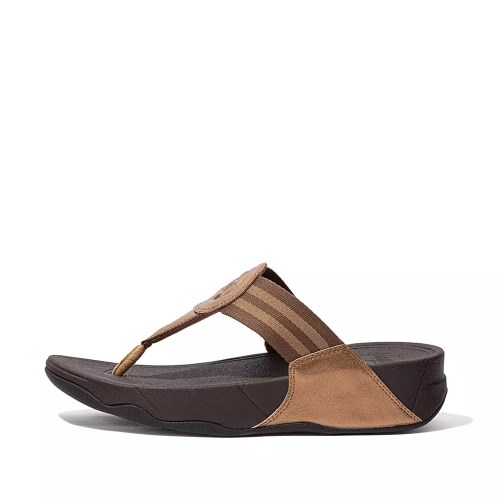 Fitflop WALKSTAR Webbing Toe-Post Women's Sandals Brown / Gold | ZA-C-2985
