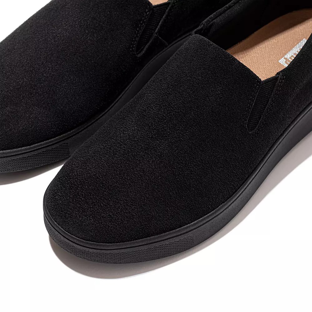 Fitflop RALLY Suede Women's Slip On Sneakers Black | ZA-D-8790