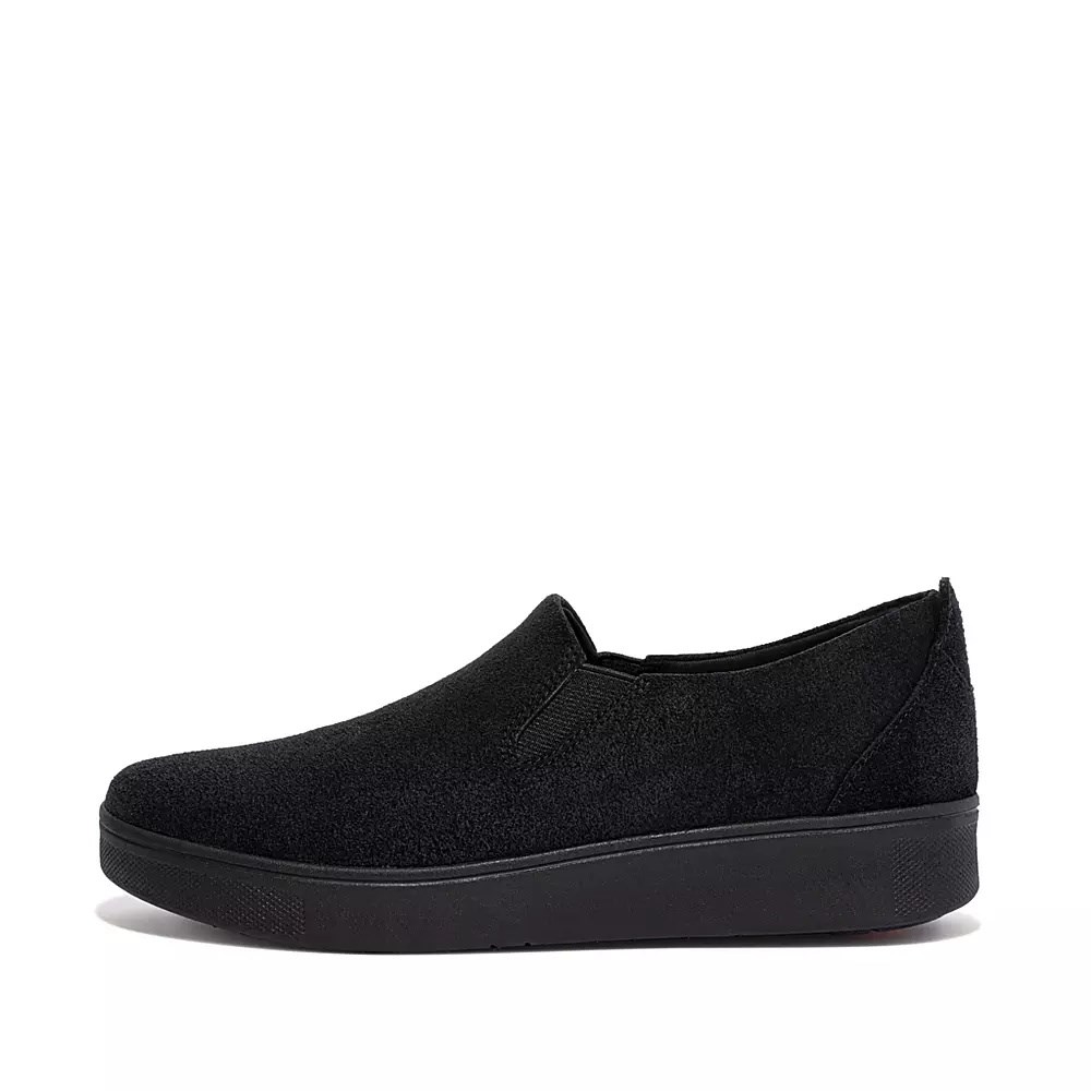 Fitflop RALLY Suede Women\'s Slip On Sneakers Black | ZA-D-8790