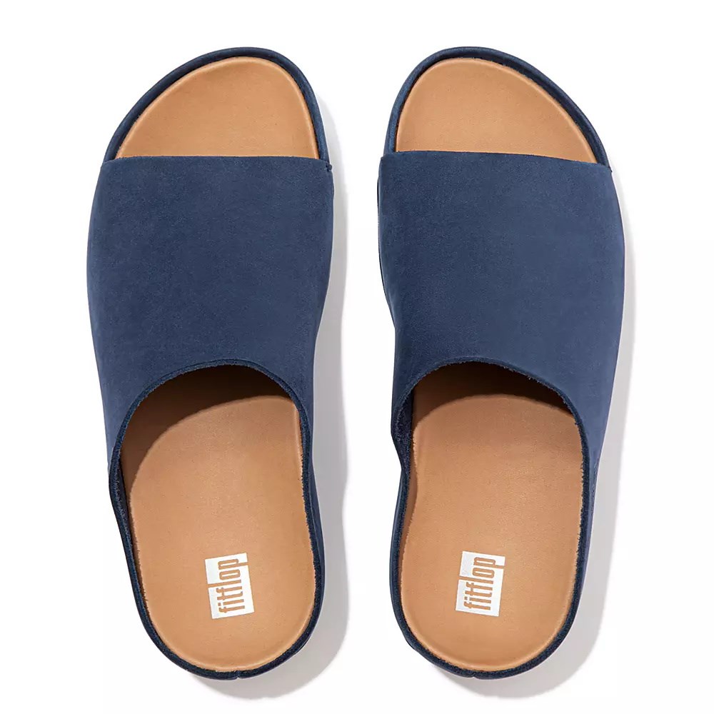 Fitflop SHUV Nubuck Women's Slides Navy | ZA-N-8257