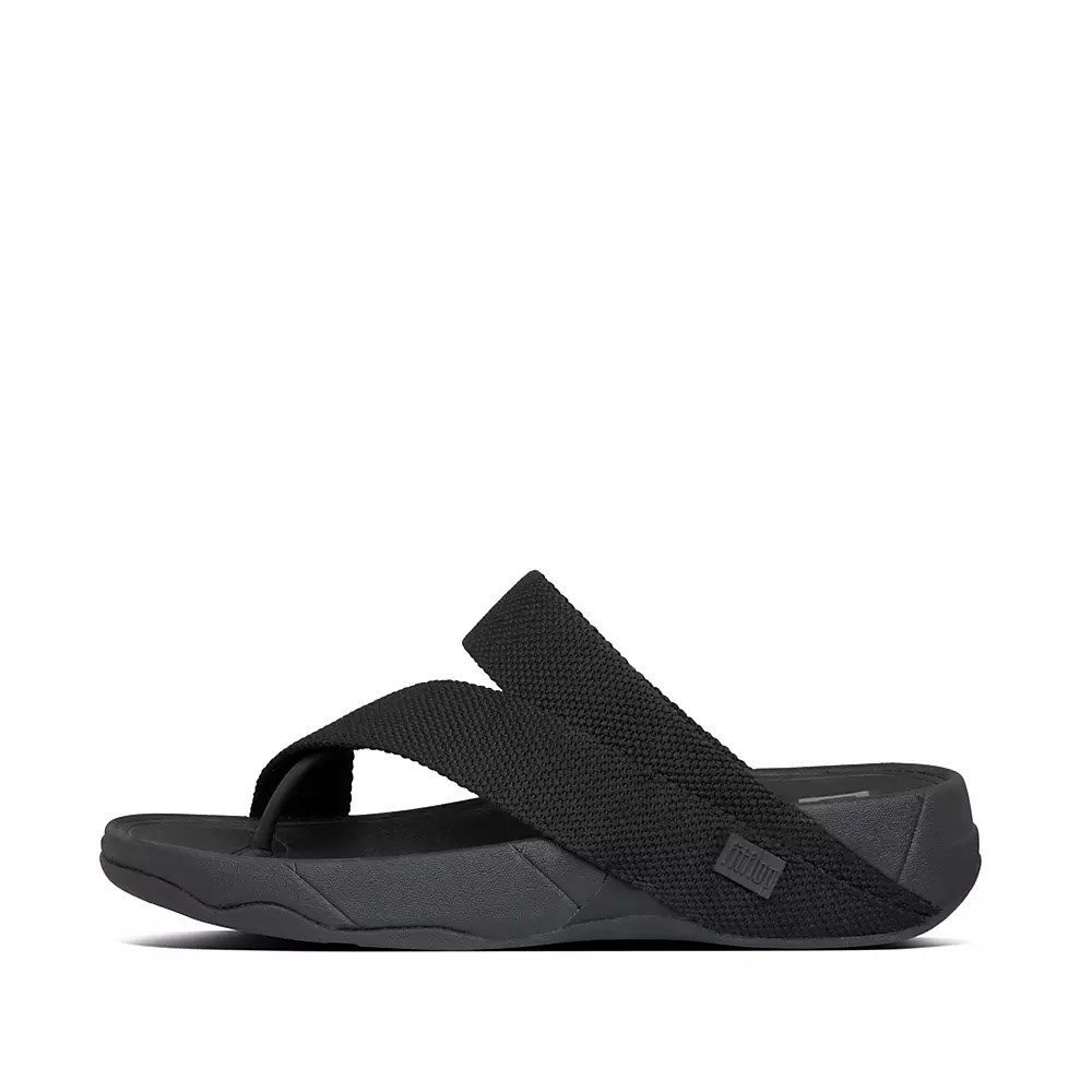 Fitflop SLING Weave Toe-Post Men\'s Sandals Black | ZA-C-7536