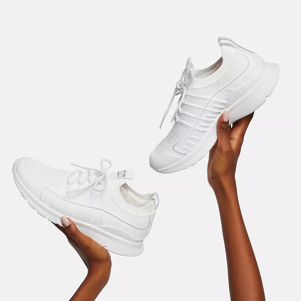 Fitflop VITAMIN FF Knit Women's Sneakers White | ZA-T-7360